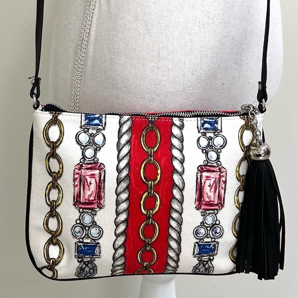 NWT Brighton Glitter & Go Pouch Crossbody Purse Bag Love Chain Diamond Print - Picture 5 of 11